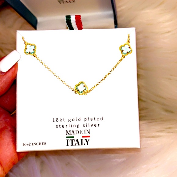 Mia Fiore  Clover Leaf necklace 18kt gold plated sterling silver. 16+2 inches - Picture 1 of 5